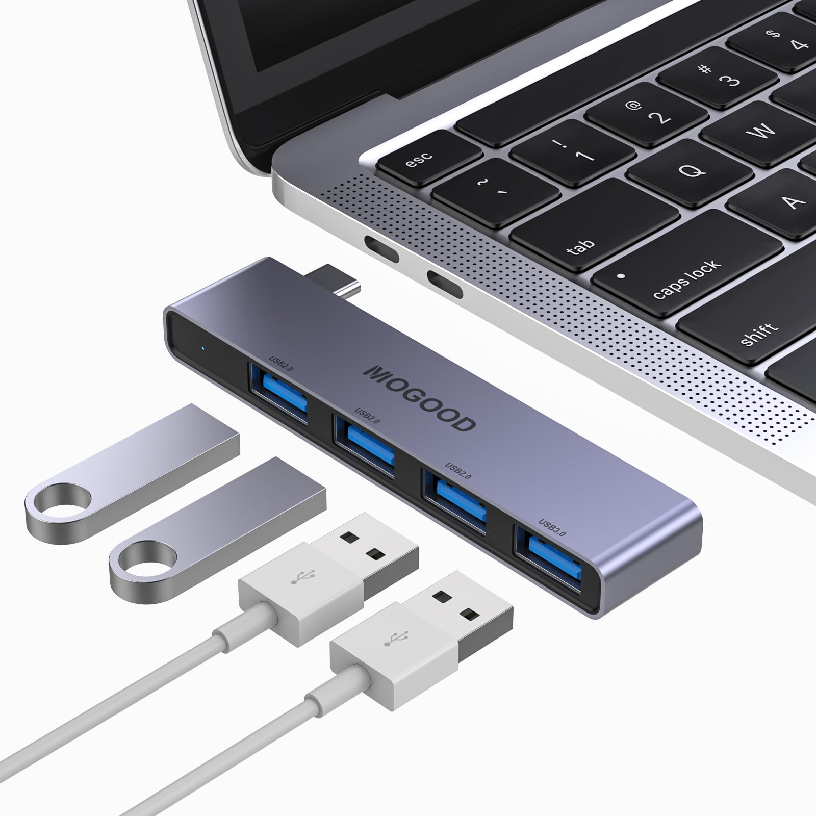 Adaptador USB C MOGOOD multipuerto 4 puertos para MacBook Pro/Air y Surface Pro