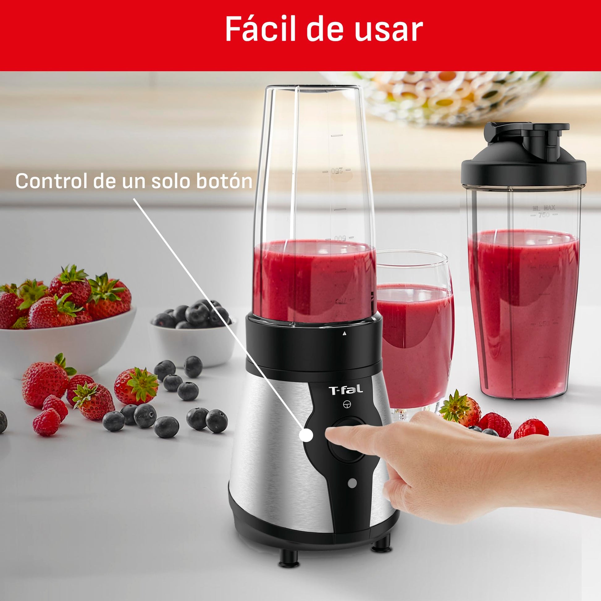 Mini Procesador de Alimentos T-fal Negro con Funciones Múltiples de 750 ml