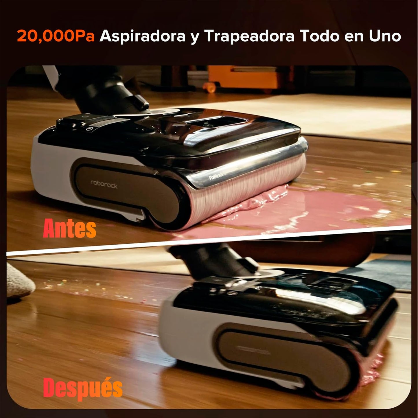 Aspiradora Inalámbrica Roborock F25 RT 20000 Pa Seco y Húmedo con Autolimpieza y Autosecado Para Piso Duro