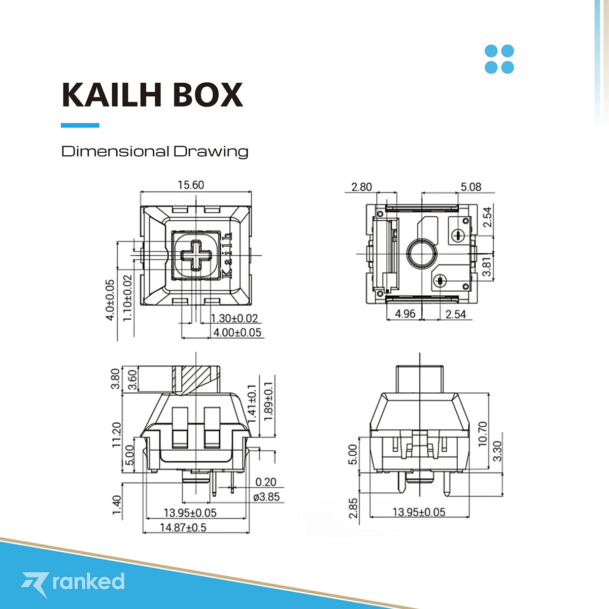 Switches para Teclados Mecánicos Ranked Kailh Box White para Juegos 10 Piezas