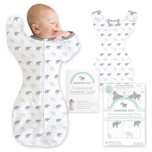 Increíble saco de transición para bebé, mangas de media longitud y puños de manopla, para la transición del recién nacido al saco de dormir del bebé, manta portátil, Lrg, 6-9 mos, 20-22 libras,