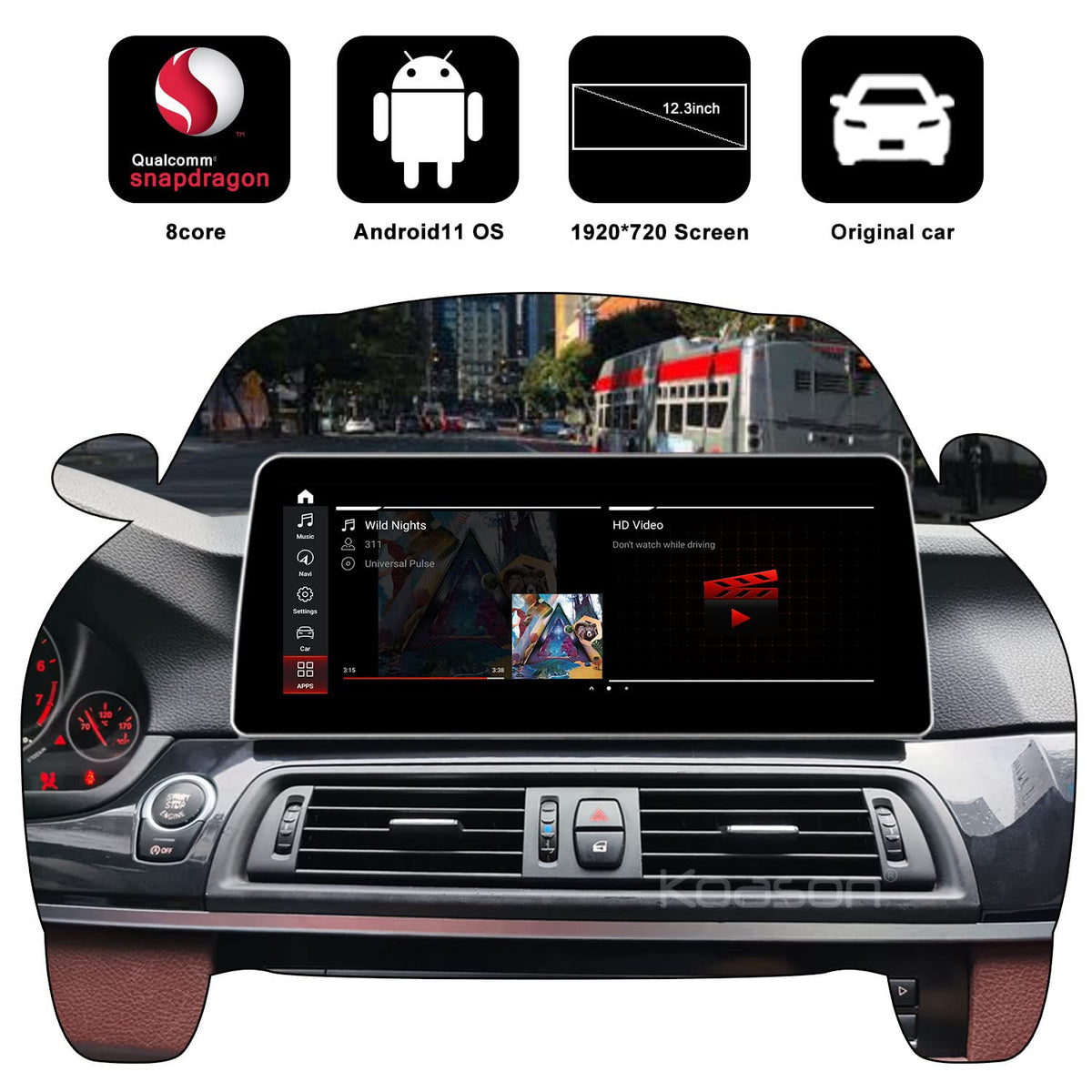 Reproductor Multimedia Android HD 12.3 Pulgadas Koason para BMW Serie 5 F10 F11 M5 2013-2016 NBT