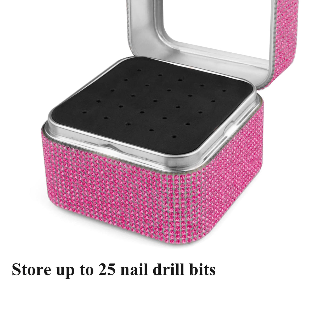 Soporte para Brocas de Uñas Cellentool Rosa 25 Agujeros a Prueba de Polvo para Herramientas de Manicura