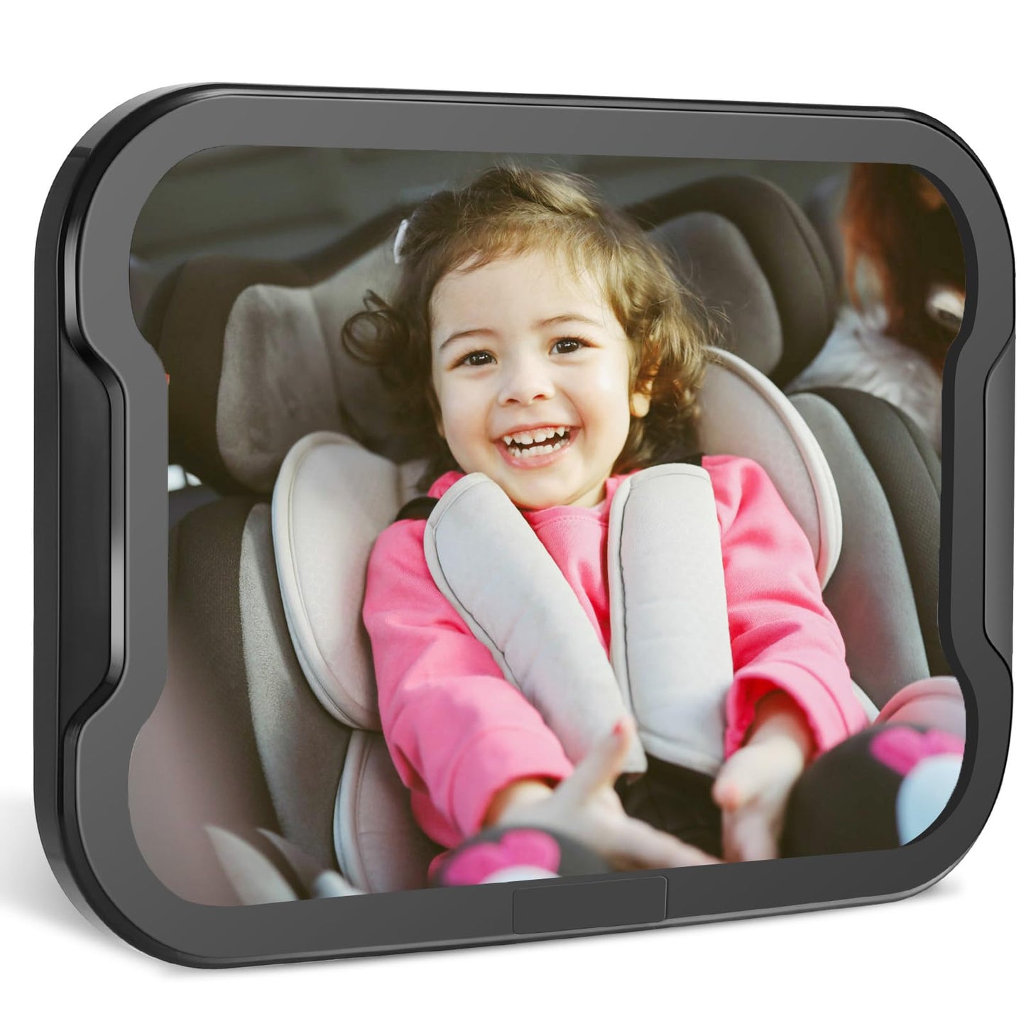Zacro Espejo Retrovisor de Bebé Auto - Espejo Asiento Coche Bebe 360° Giratorio, 100% Inastillable, Correas Elásticas Ajustables para Silla Trasera de Bebé/Asientos de Niños