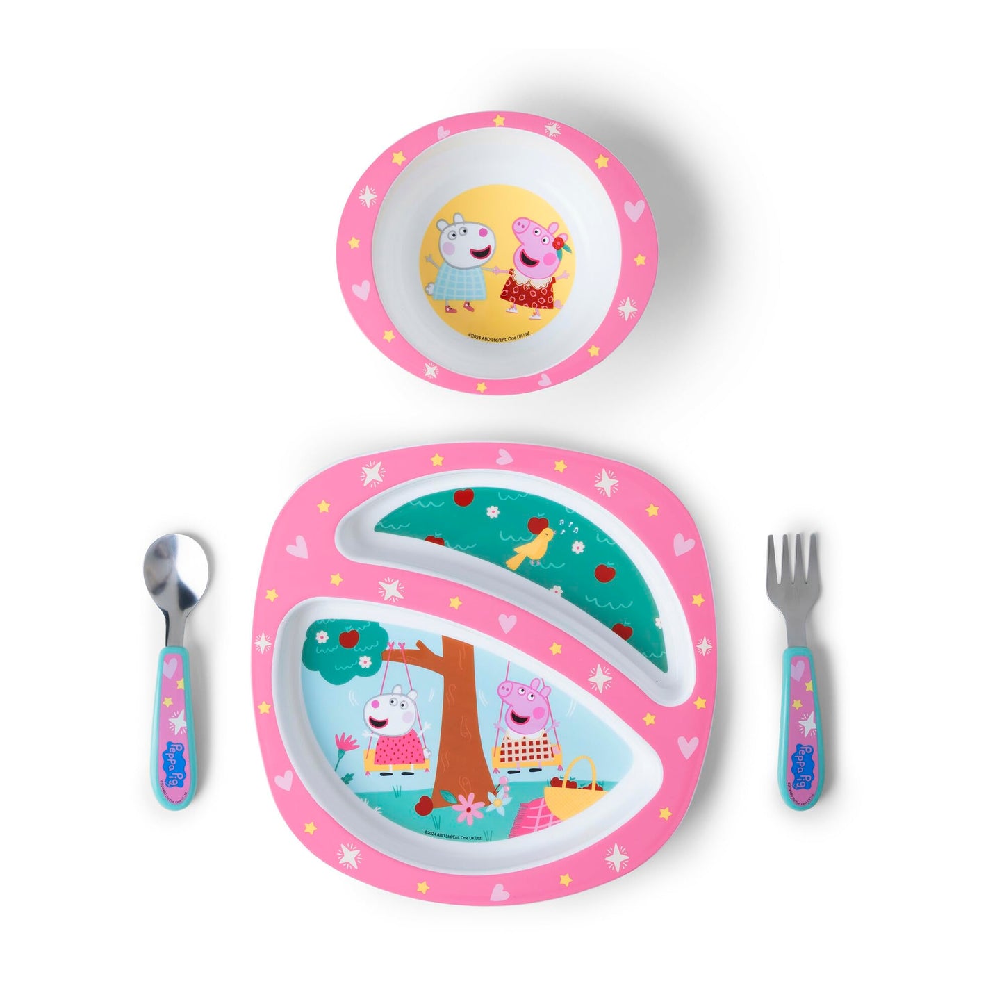 Juego de Vajilla The First Years Peppa Pig Rosa con Plato Dividido para Niños Pequeños