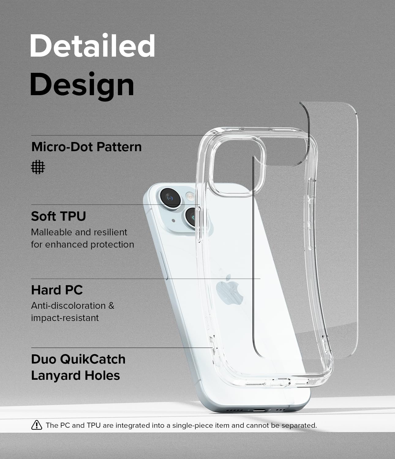 Funda de TPU Ringke Fusion Transparente Resistente a Arañazos para iPhone 15 Plus
