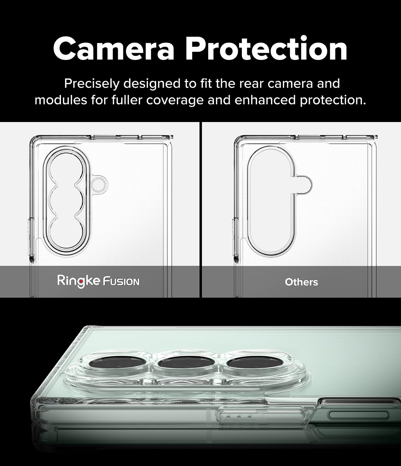 Funda Compatible Samsung Galaxy Z Fold 7 Ringke Clear con Parachoques a Prueba de Golpes y Protección de Lente Transparente Avanzada