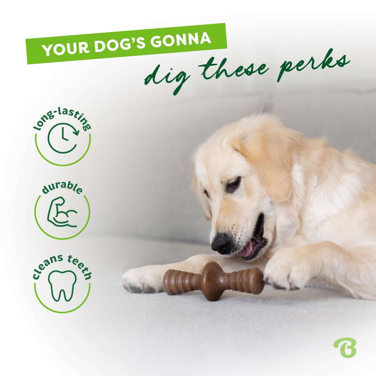 Benebone Zaggler - Juguete masticable para Perro, Hecho en Estados Unidos, Sabor de Cacahuete Real, Grande