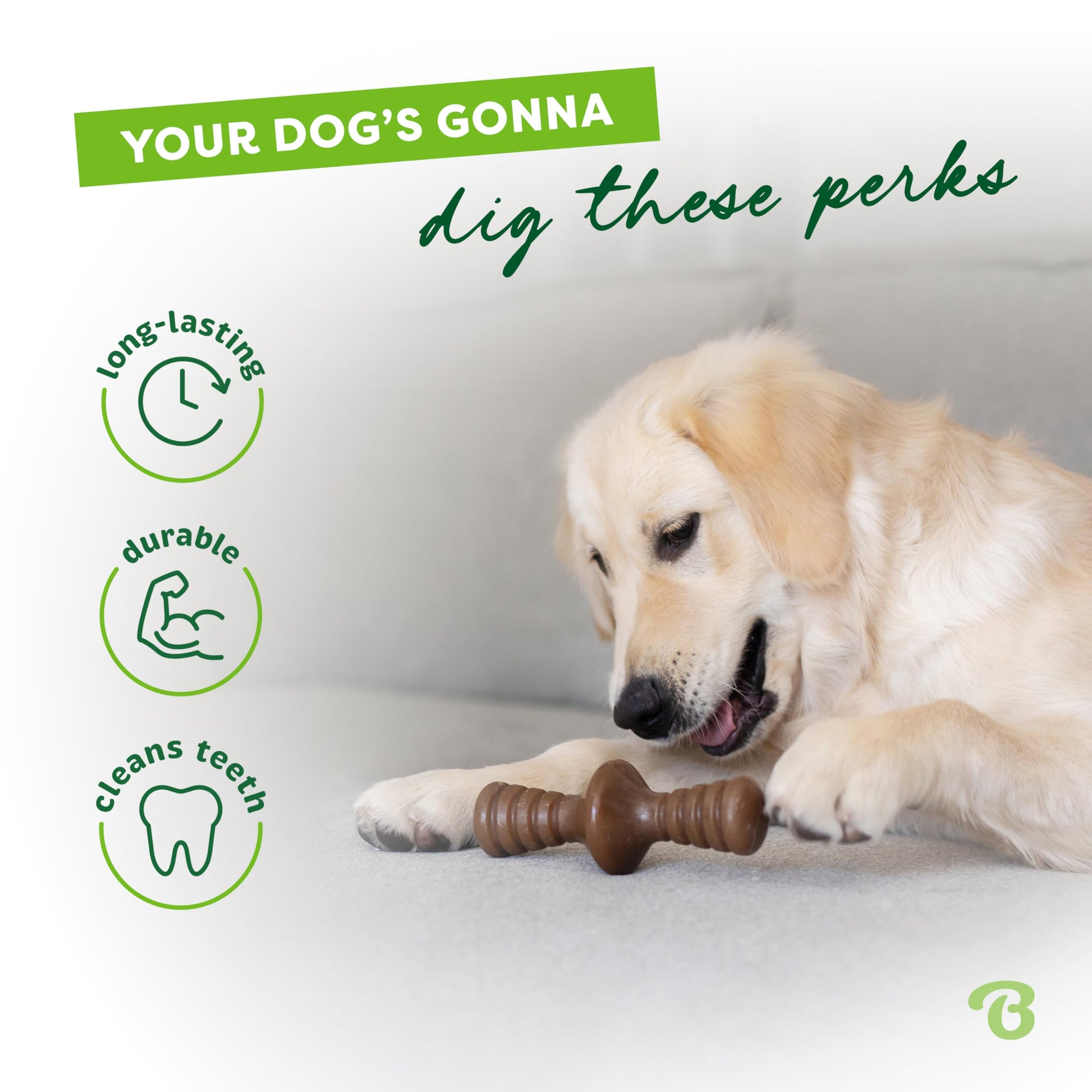 Benebone Zaggler - Juguete masticable para Perro, Hecho en Estados Unidos, Sabor de Cacahuete Real, Grande