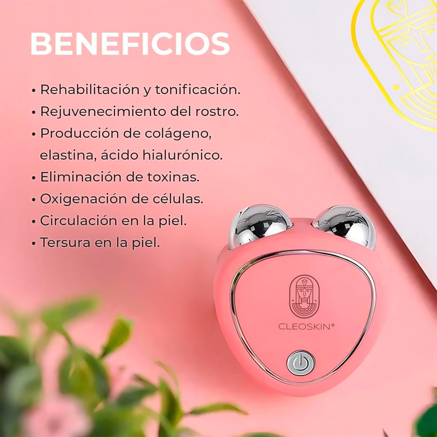 CLEOSKIN Masajeador Facial EMS de Microcorriente - Dispositivo de Lifting en Casa para Tonificación y Reducción de Arrugas