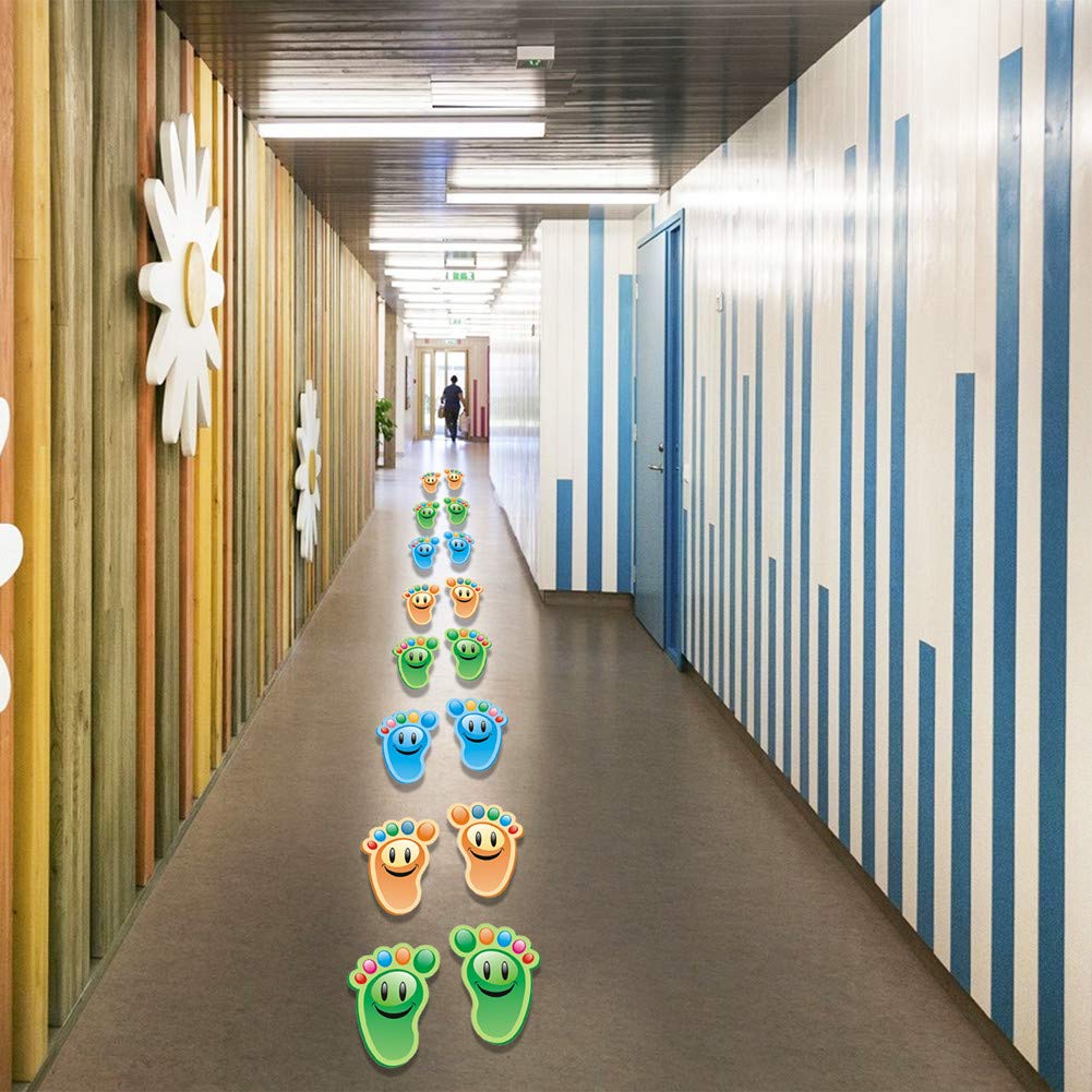 30 pares de pegatinas de huellas para niños, para piso, guía de dibujos animados con 3 estilos, pegatinas autoadhesivas para piso para habitación de niños, guardería, escaleras de piso,