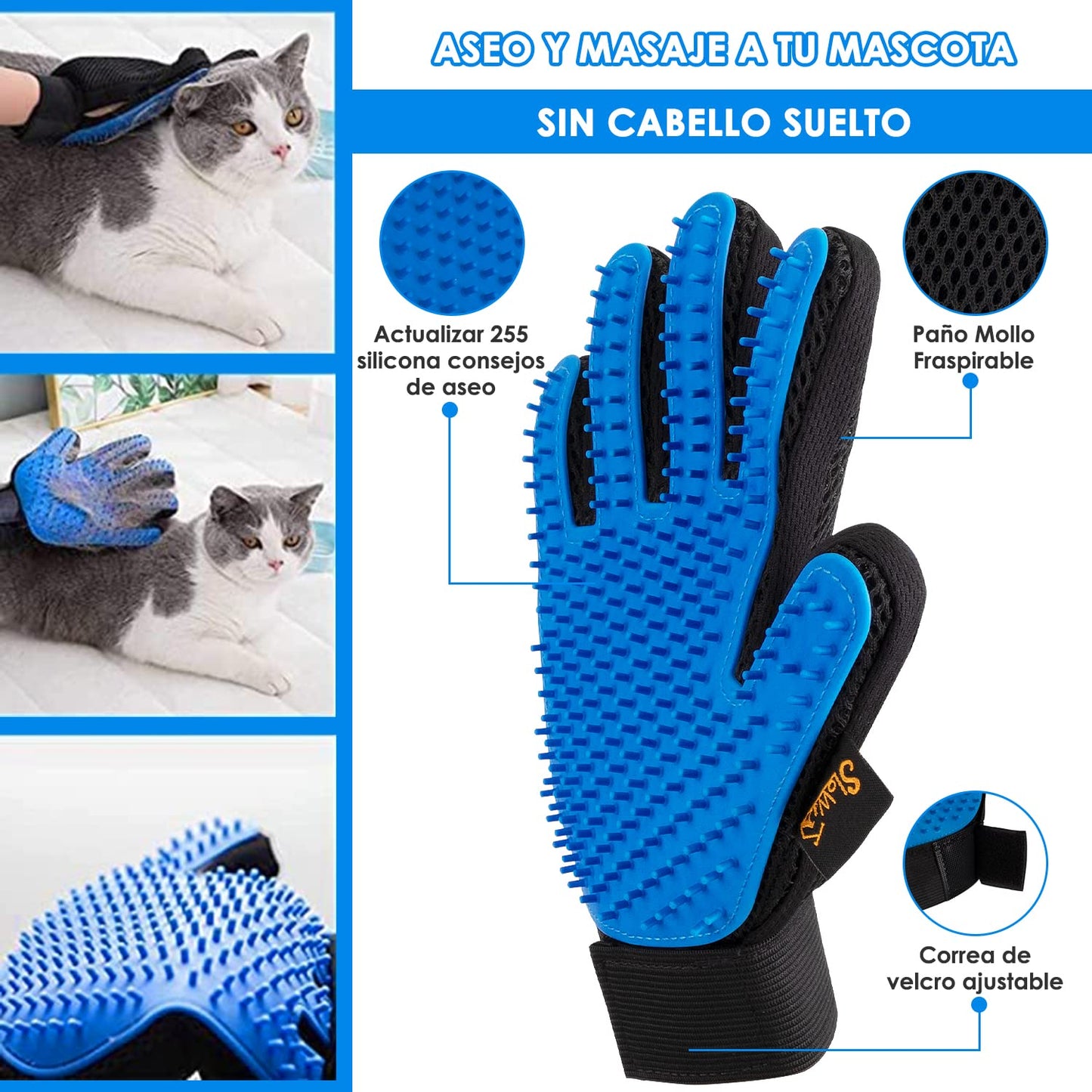 Cepillo Removedor de Pelo SlowTon para Mascotas Grandes, Eficazmente hasta un 95%