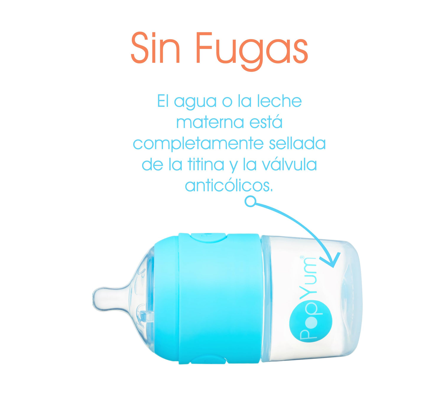 Biberón Anticólicos PopYum Azul de 5oz para Mezclar Fórmula para Bebé 2 Piezas