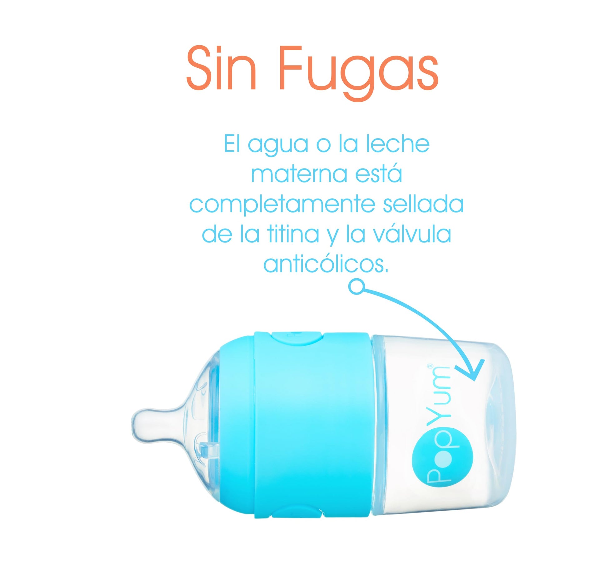 Biberón Anticólicos PopYum Azul de 5oz para Mezclar Fórmula para Bebé 2 Piezas