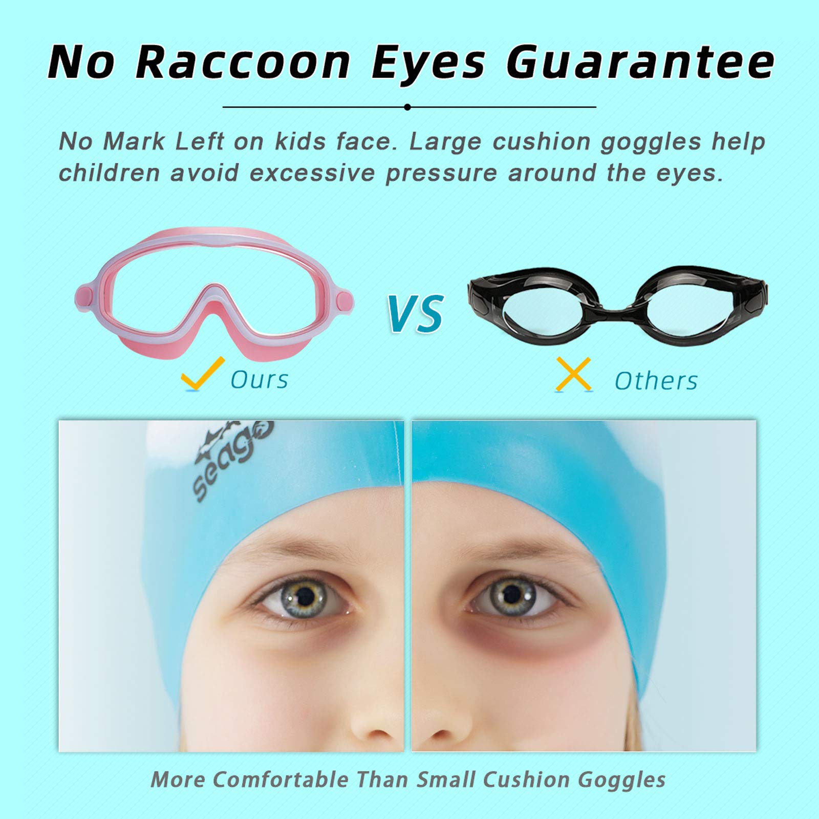 Anteojos de Natación Seago Azul Paquete Doble Antivaho Antirayos UV para Niños