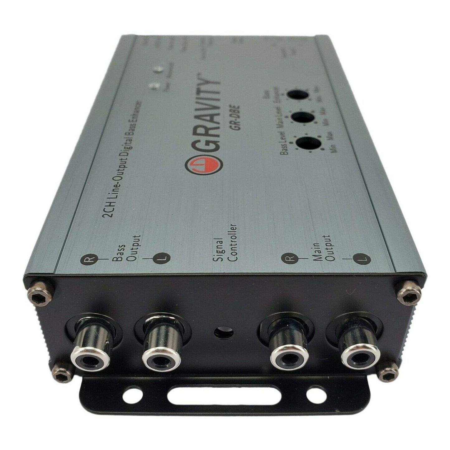 Gravity GR-DBE Convertidor de salida de línea premium de 2 canales con encantador digital de graves con perilla, amplificador dual, salidas de preamplificador de 9.5 voltios/controles de nivel a juego