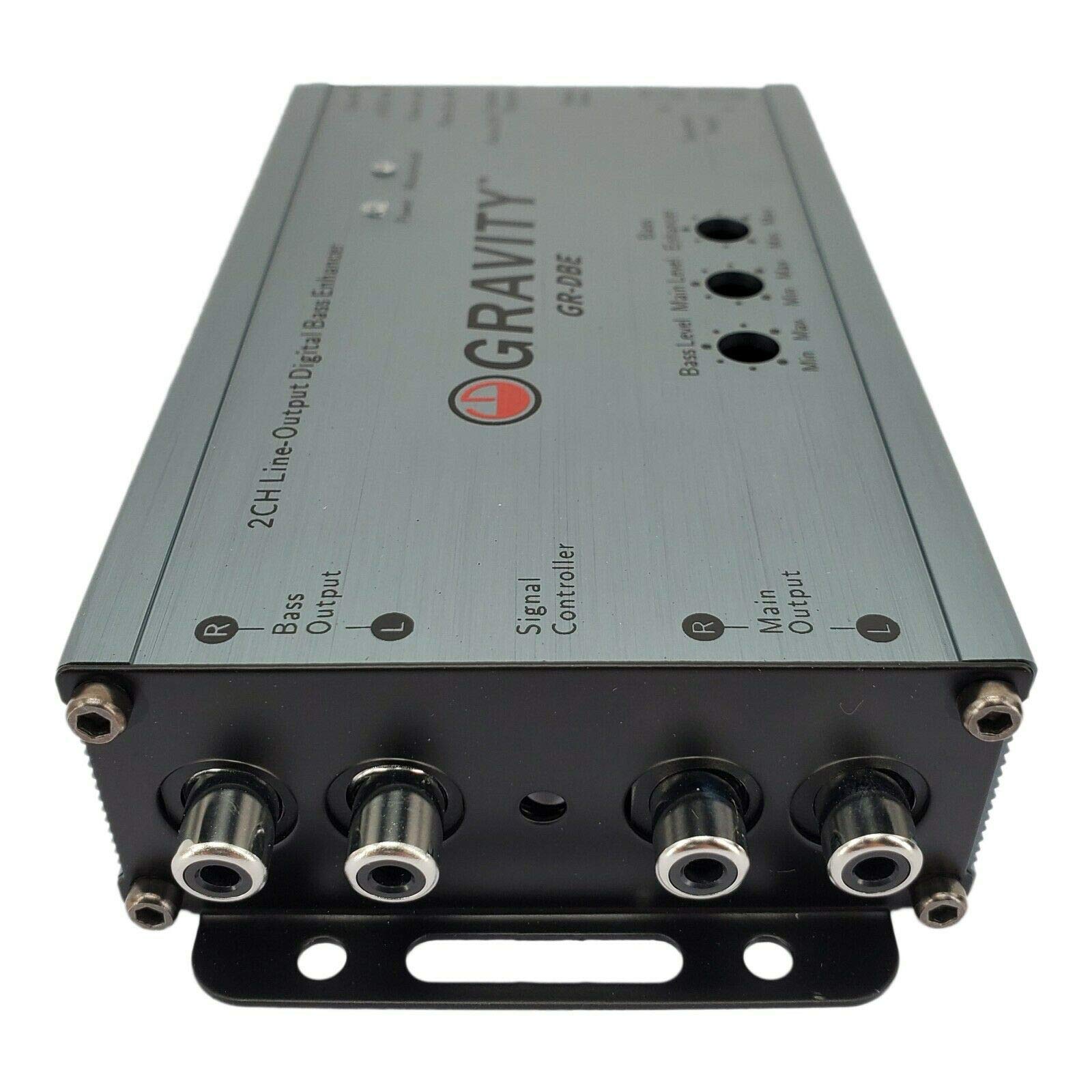 Gravity GR-DBE Convertidor de salida de línea premium de 2 canales con encantador digital de graves con perilla, amplificador dual, salidas de preamplificador de 9.5 voltios/controles de nivel a juego