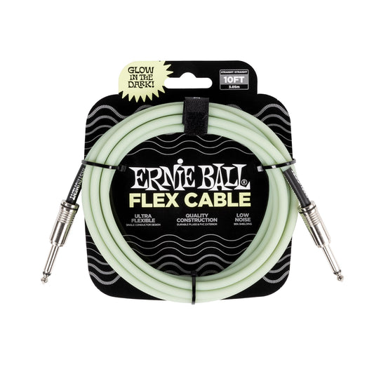 Ernie Ball Flex Cable para instrumentos, recto/recto, 6.1m - Fosforescente