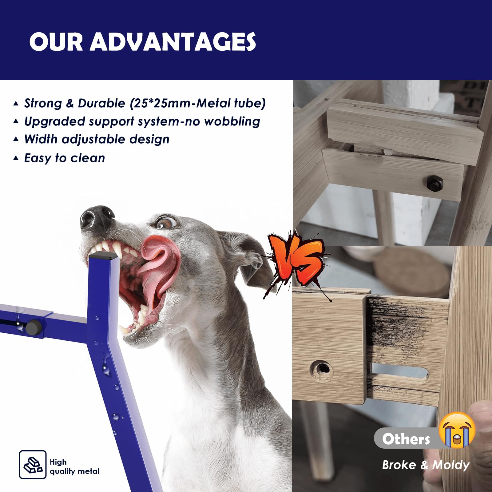 Soporte Elevado de Tazones para Perros Medianos 11 Pulgadas Ancho Ajustable 7-10.6 Pulgadas