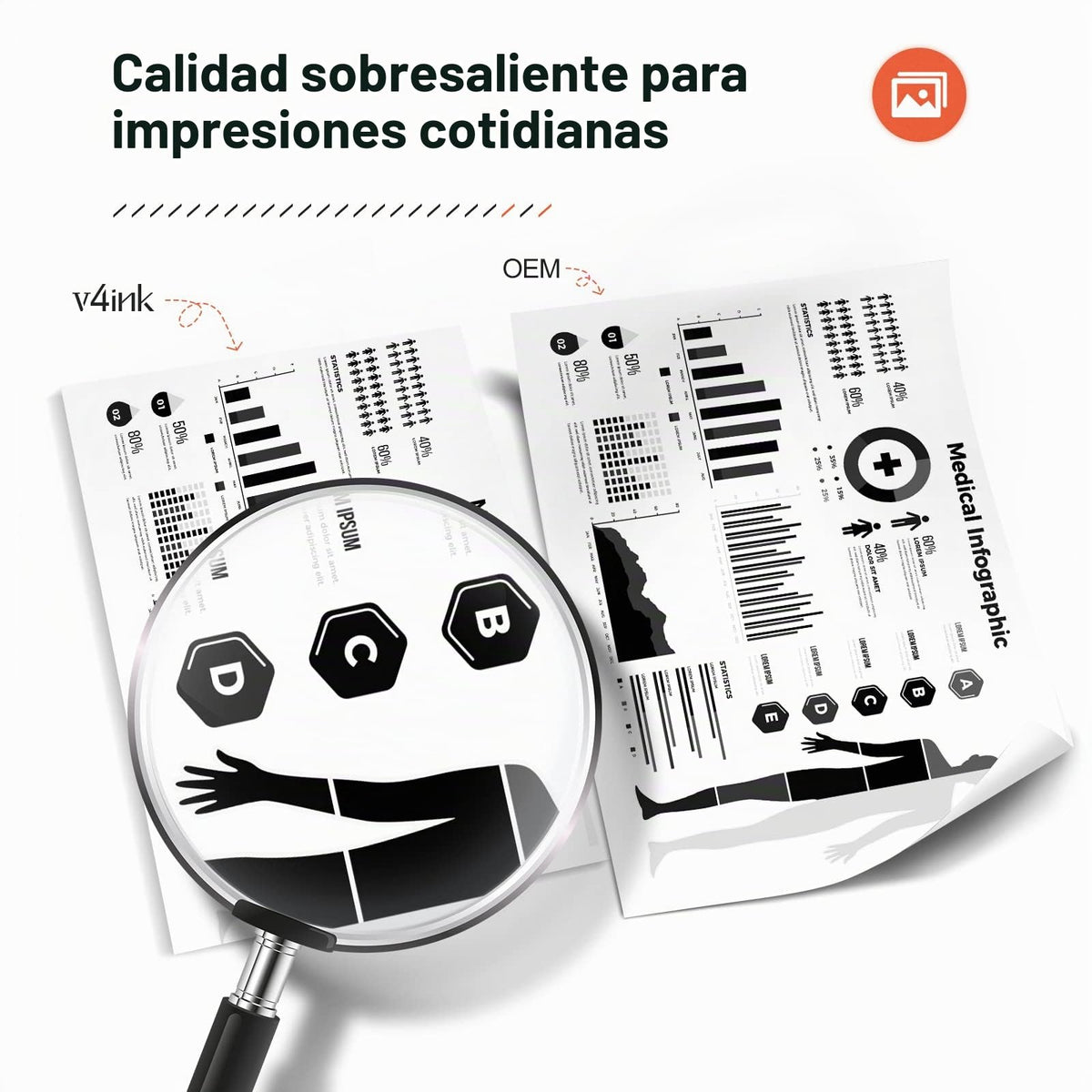 Cartucho de Tóner V4INK Negro Alto Rendimiento para Impresora Brother TN450 TN420 Series