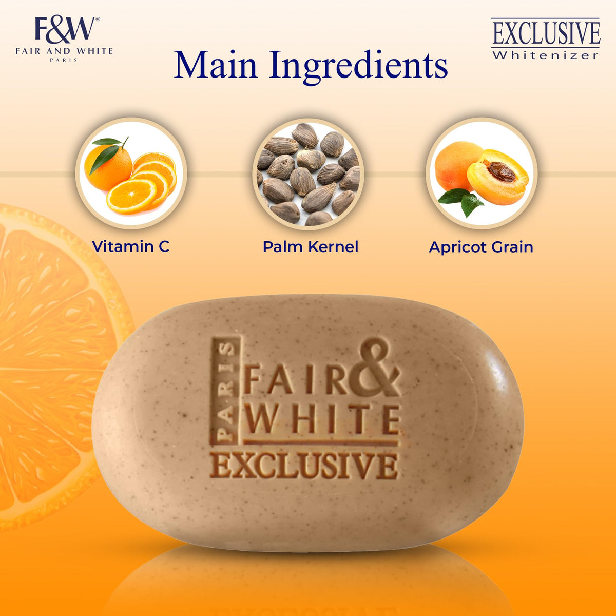 FAIR & WHITE | Jabón Exfoliante despigmentante | Tratamiento Limpiador Aclarante de Manchas o Zonas Oscurecidas | Con Vitamina C y Manteca de Karité | Barra 200gr