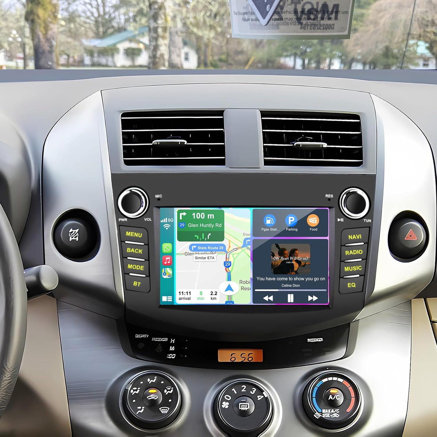 Radio estéreo de coche 4+64G para Toyota RAV4 2006 2007 2008 2009 2010 2011 2012 inalámbrico CarPlay Android Auto, visualización táctil estéreo GPS Navi WiFi, cámara de respaldo, botón físico FM