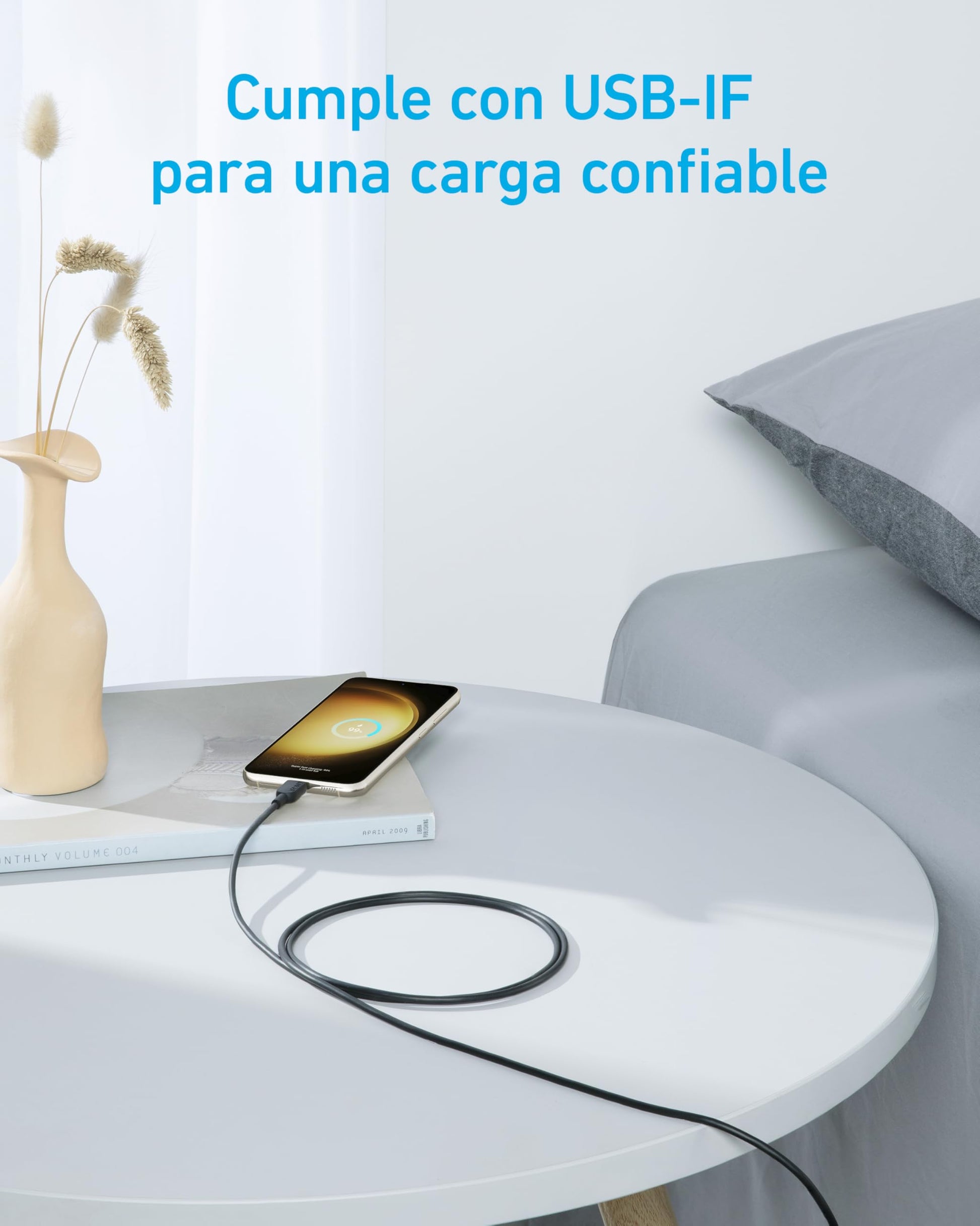 Cable USB C Anker Blanco 6 Pies de Carga Rápida para iPhone y Samsung