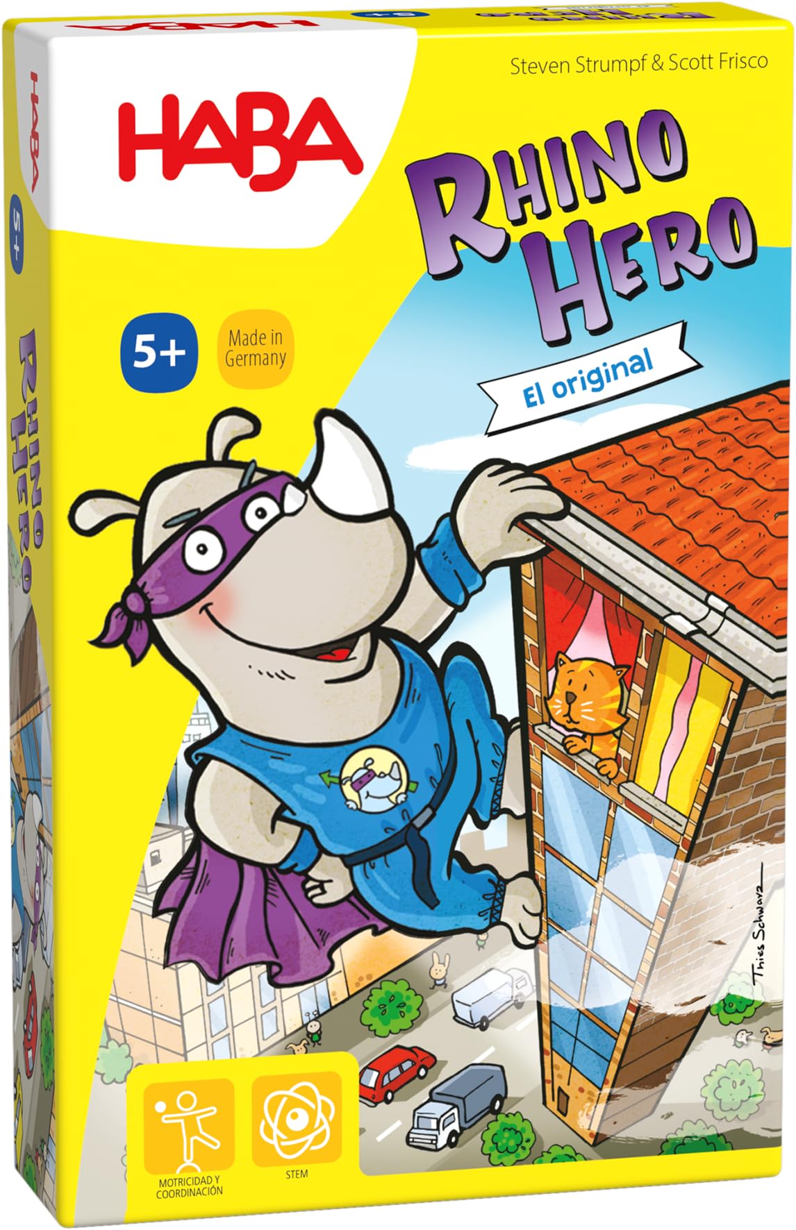 HABA Rhino Hero 302273: Juego de Azulejos, 2-5 Jugadores, 5+ Años, Familiar, Unisex, 5-15 Minutos, Español