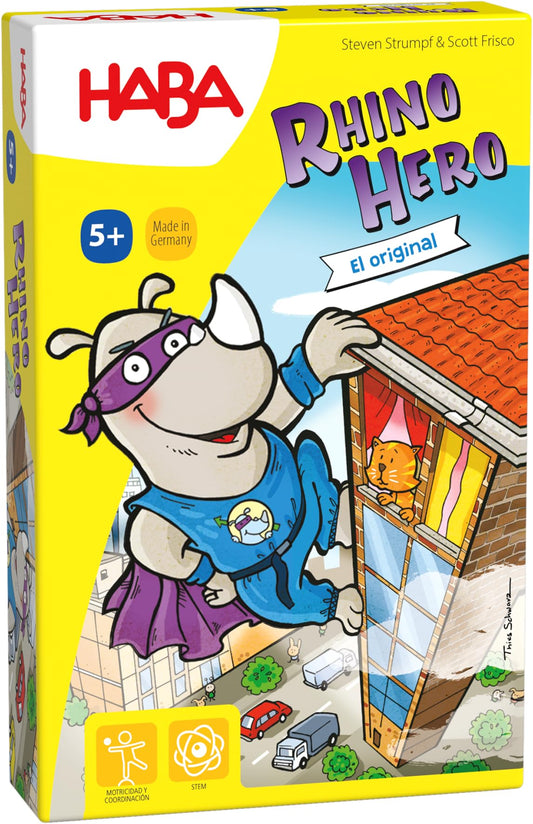 HABA Rhino Hero 302273: Juego de Azulejos, 2-5 Jugadores, 5+ Años, Familiar, Unisex, 5-15 Minutos, Español