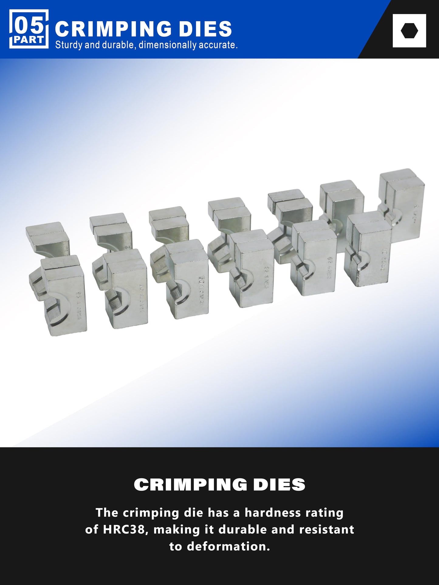 Crimpadora Hidráulica Industrial AMZCNC 16 Toneladas con 13 Juegos de Troqueles