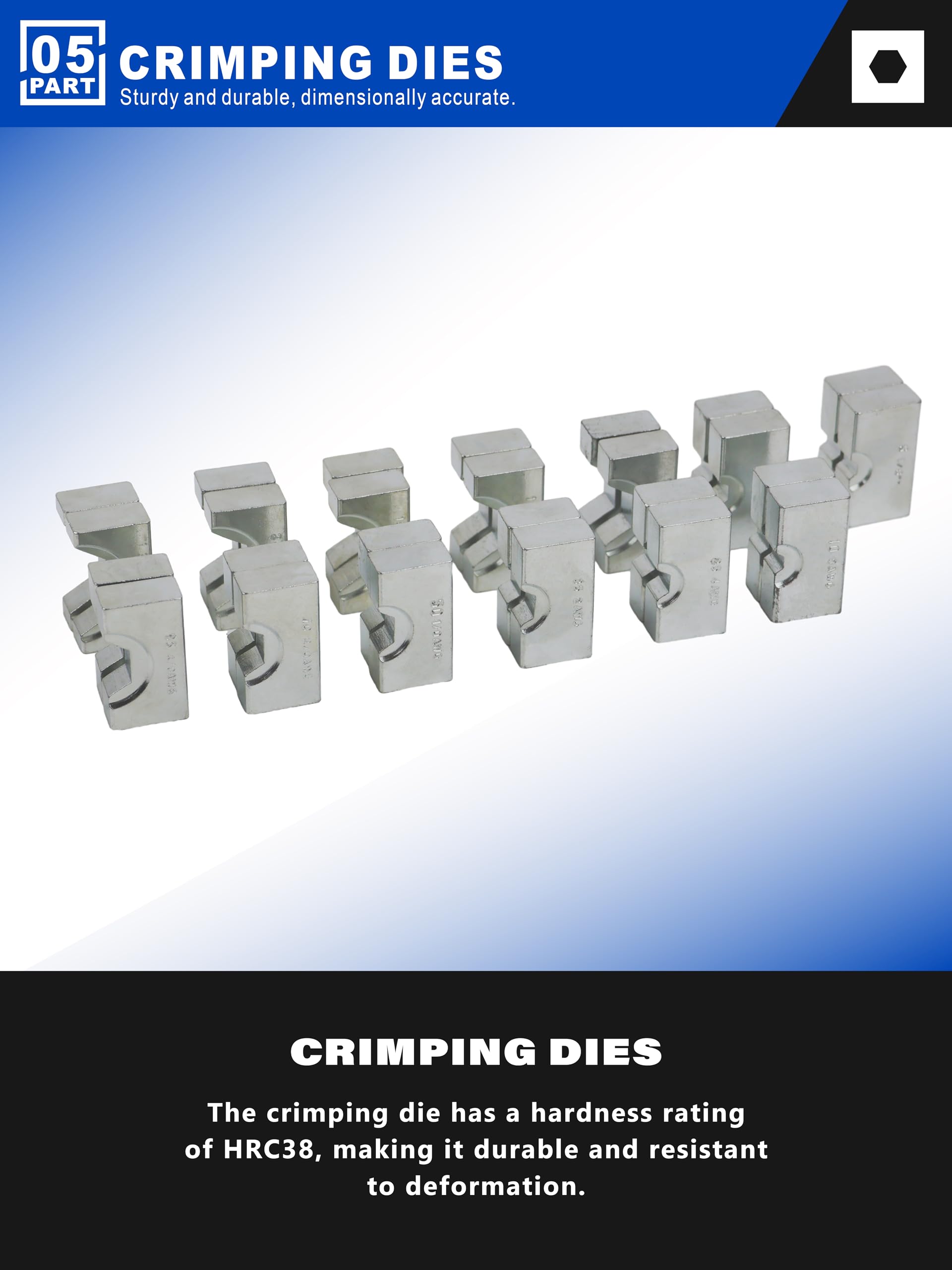 Crimpadora Hidráulica Industrial AMZCNC 16 Toneladas con 13 Juegos de Troqueles