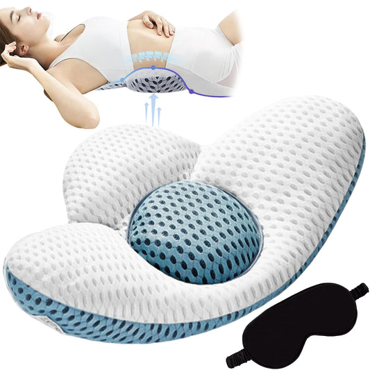 Almohada Lumbar QWTG Azul Ergonómica y Respirable para Mujeres Embarazadas y Trabajadores de Oficina