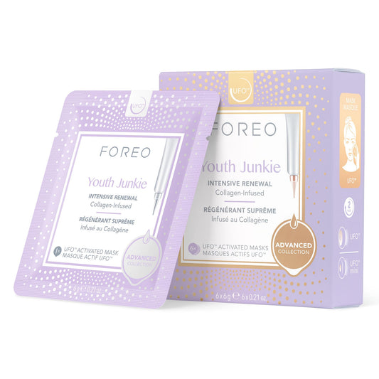Máscara facial Youth Junkie Advanced Collection 2.0 UFO-Activated | Hidratante facial | Antiedad Colágeno y aceite de oliva | Todo tipo de piel | Piel seca y arrugas | 6 u. por paq.