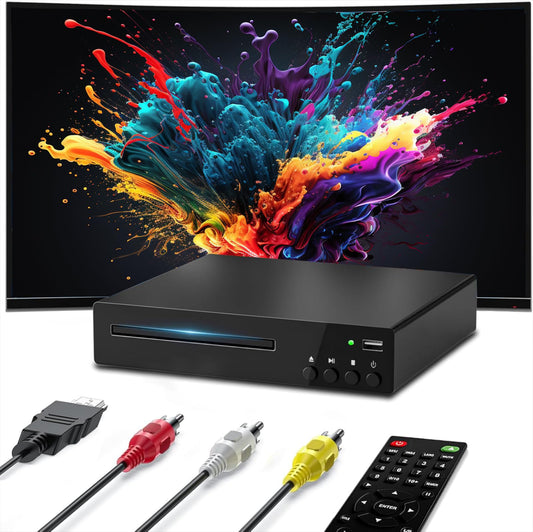 Reproductor de DVD Compacto HDMI HD 1080p con Entrada USB y Mando a Distancia