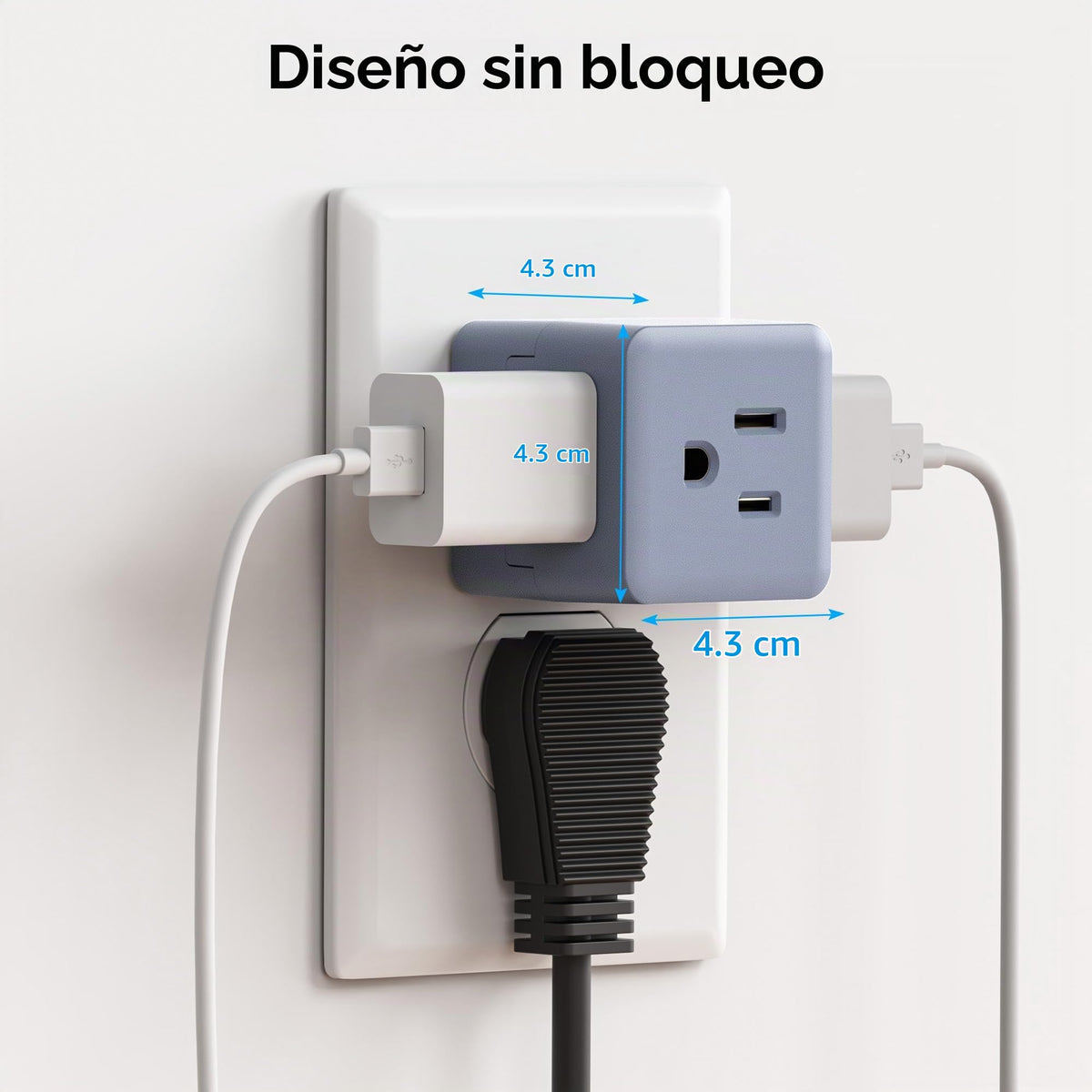 Adaptadores Power Cube Cable Matters Gris Paquete de 3 Salidas con Conexión a Tierra