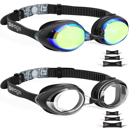 Anteojos de Natación Antivaho Protección UV Lente Plana Transparente para Adultos Sin Fugas en Silicona