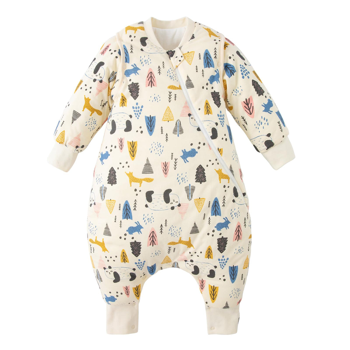 Duomiaomiao - Saco de dormir unisex para bebé, 3.5 TOG, 100% algodón, saco de dormir para niños pequeños de invierno con pies, cierre de 2 vías para caminantes tempranos