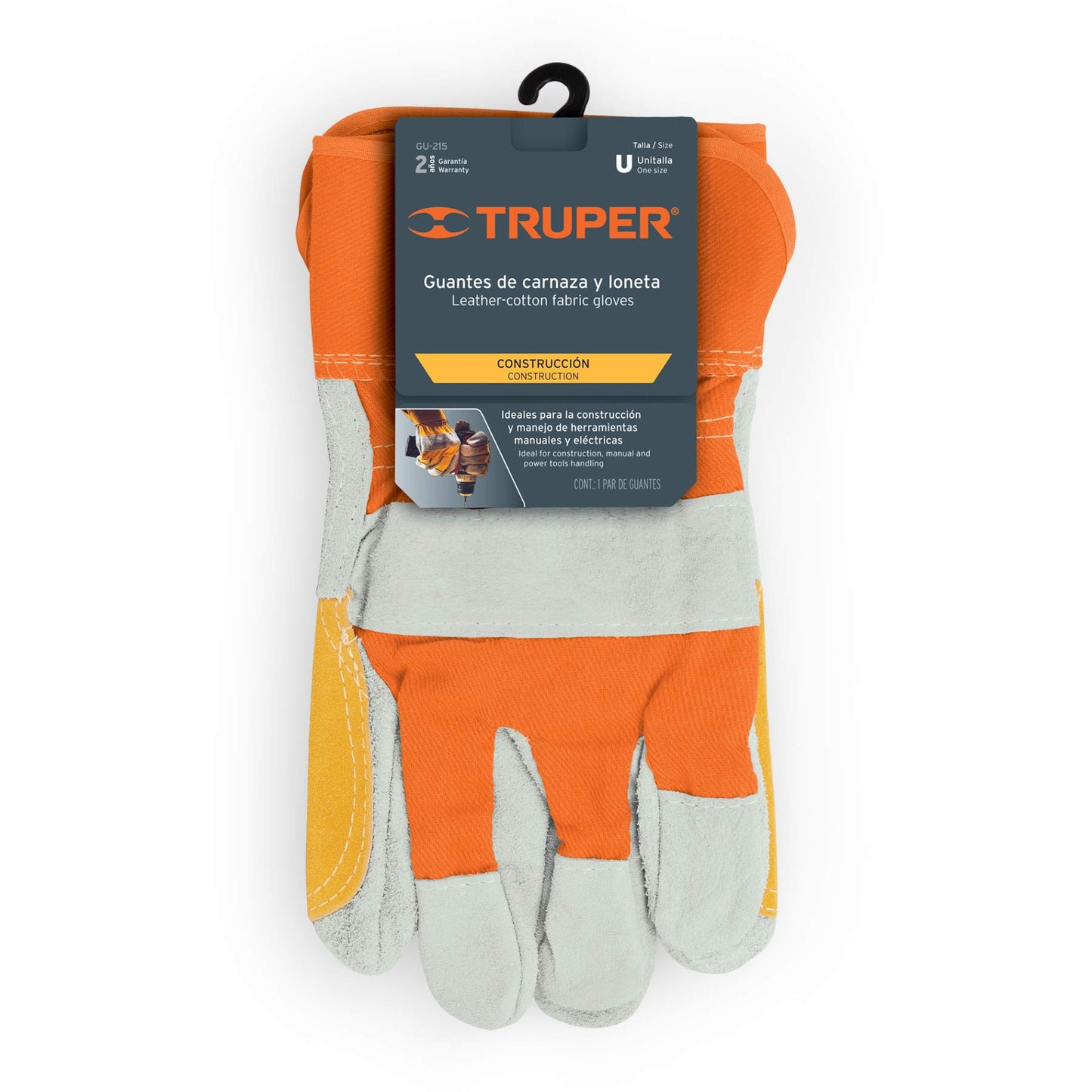 Guantes de Carnaza y Loneta Truper Beige con Refuerzo Unitalla y Lentes de Seguridad Ajustables Truper Transparente Classic