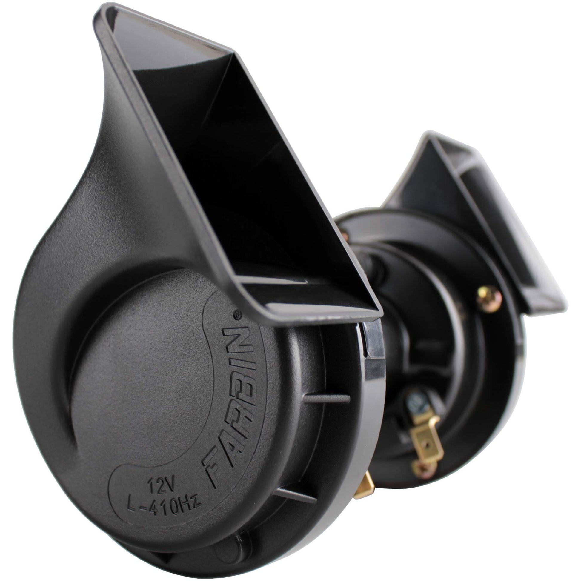 FARBIN Loud Truck Horn 12v Air Horn Loud Car Horn Kit with Relay Harness and Switch Button for Truck Car Train Motorcycle (Black horn with harness and button)