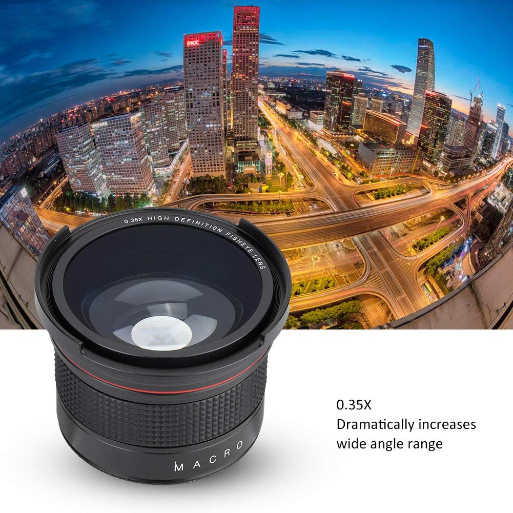 58mm 0.35X Ojo de pez, Lente súper Gran Angular para cámara Digital SLR/DSLR de 58 mm de Montaje con Tapa de Lente