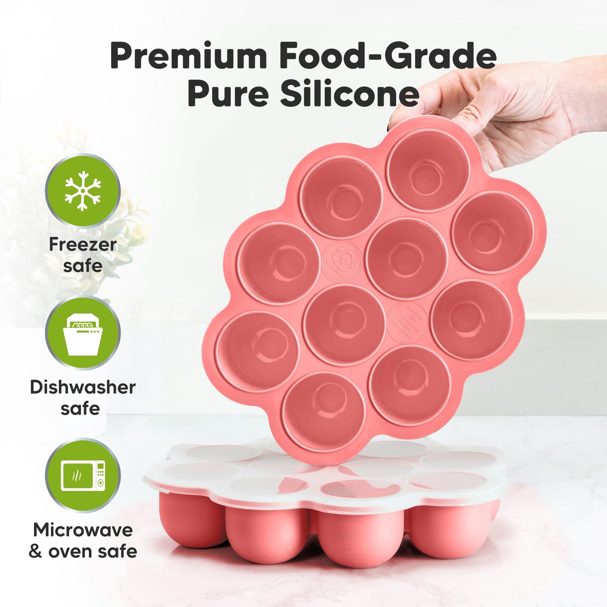 Bandeja congeladora de alimentos para bebés de silicona con tapa de clip, bandejas de leche materna para congelador, recipientes de alimentos para bebés, bandejas de alimentos para congelar