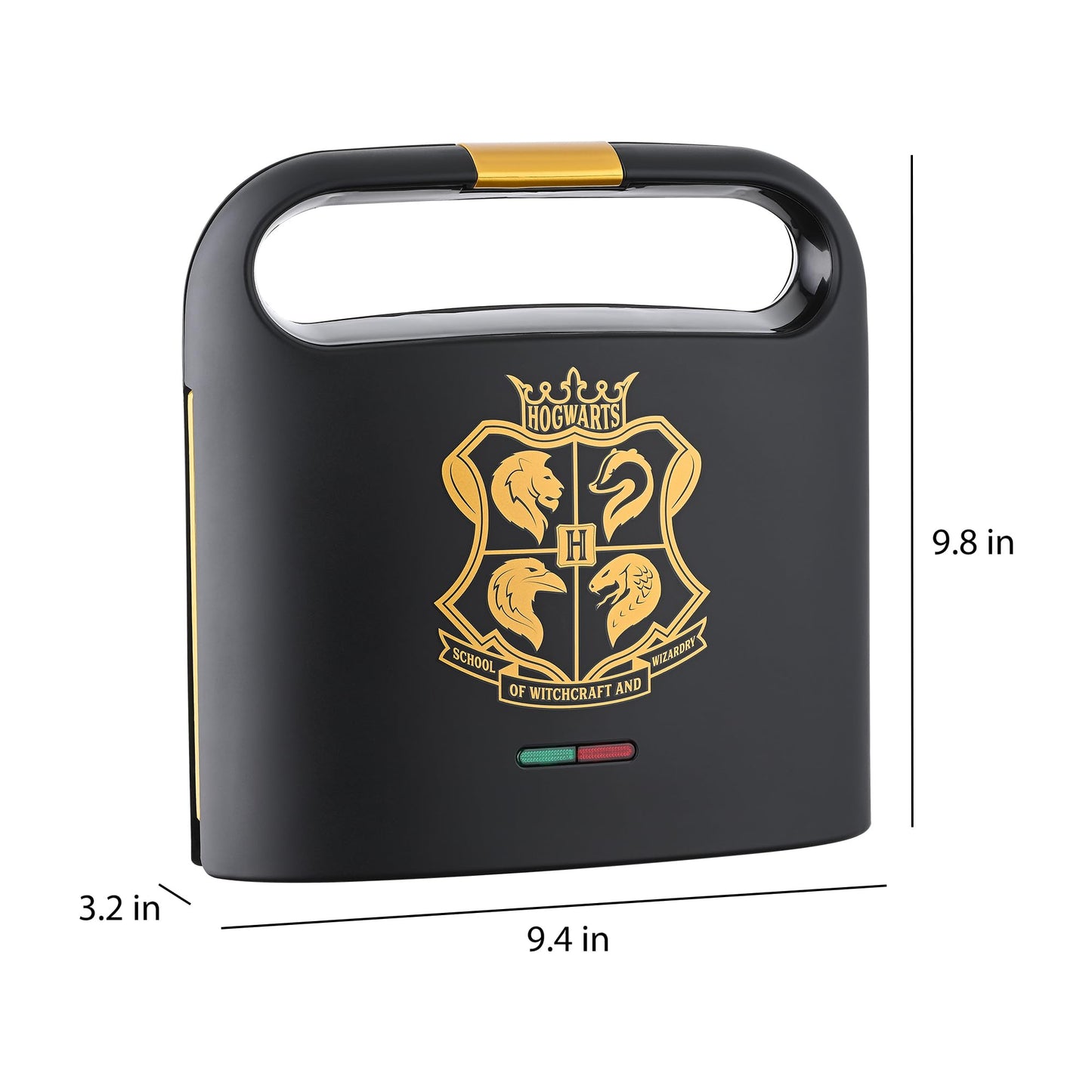Sandwichera Dual Warner Brothers Negro Dorado con Imprints Hogwarts Crest y Vasos Harry Potter