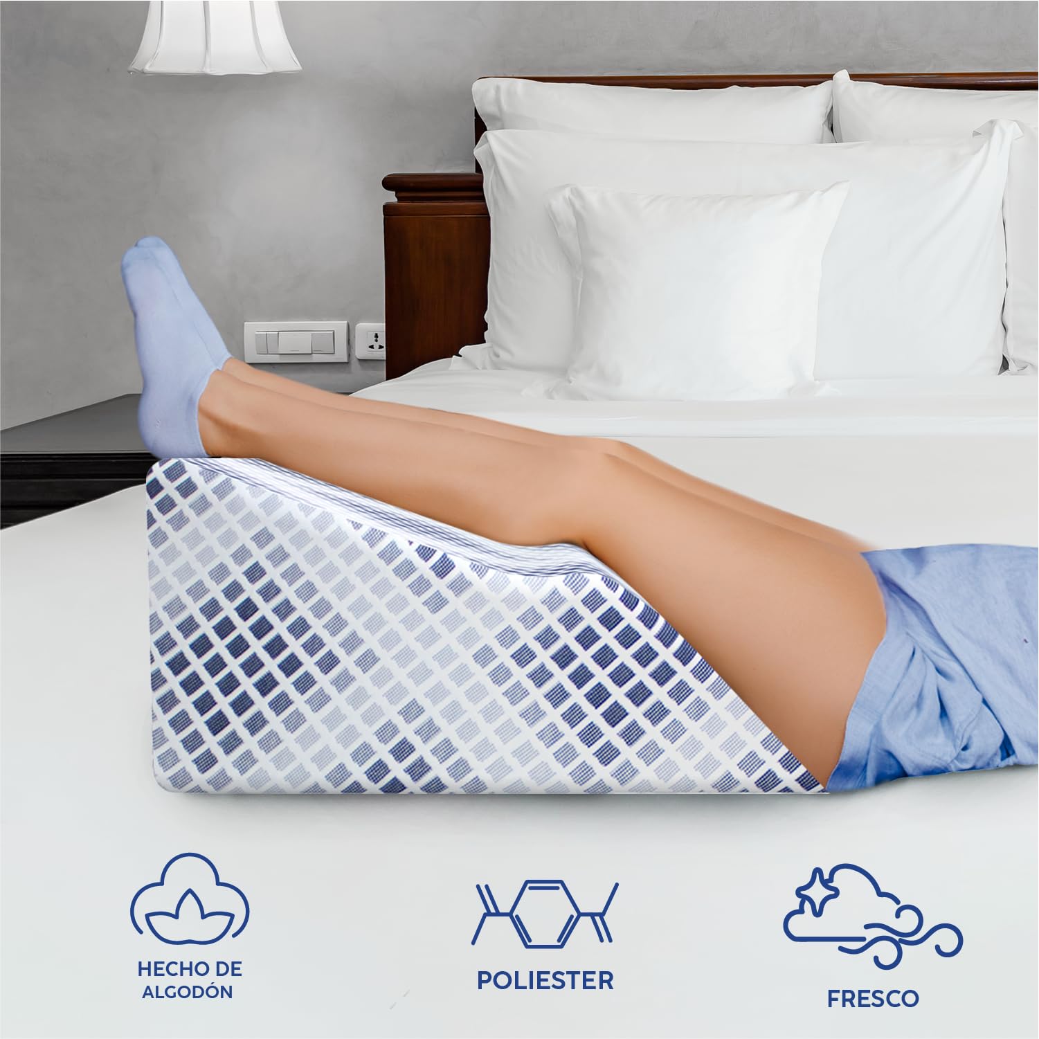 Cojín Elevación Piernas DR JOOHN Azul Memory Foam para Retorno Venoso