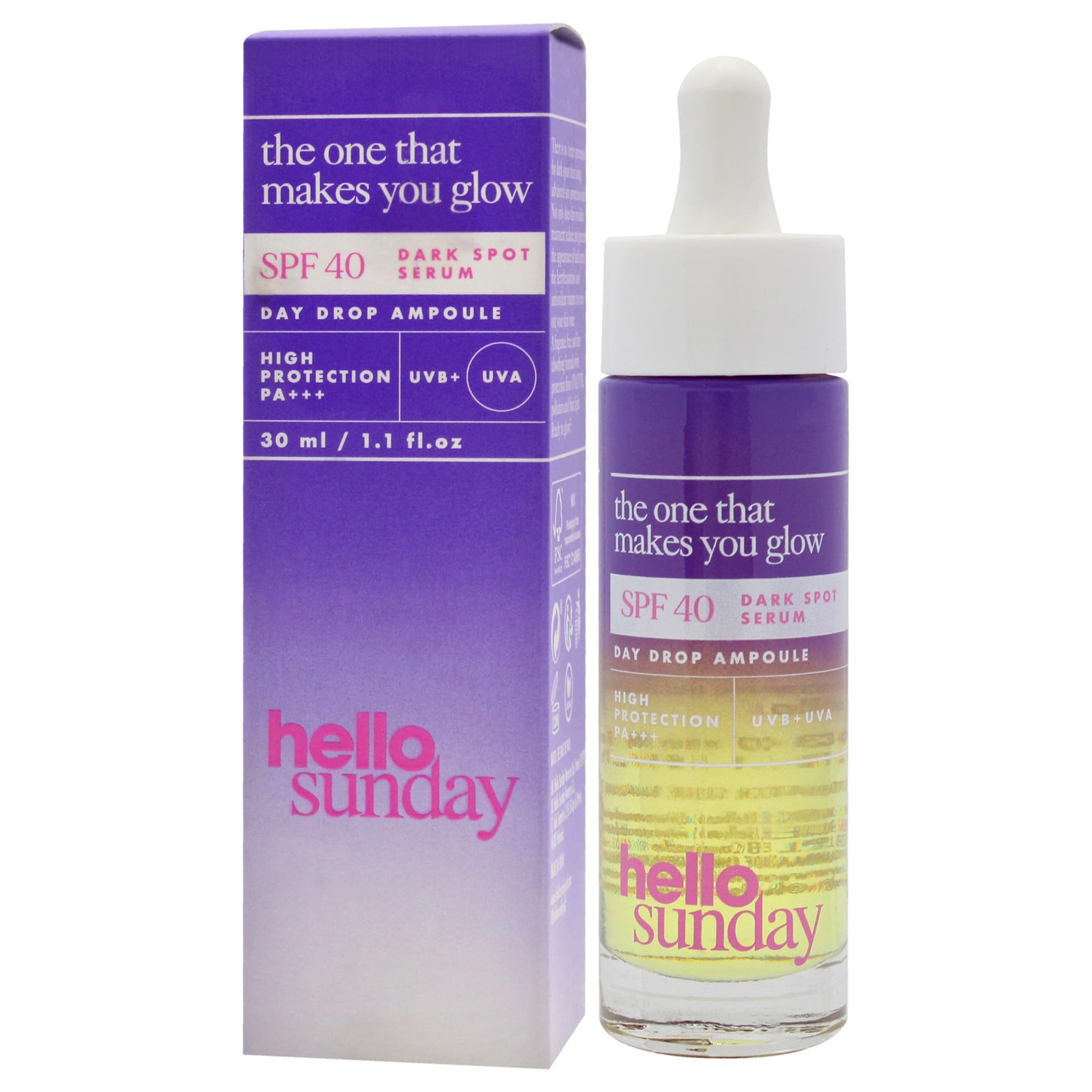 The One That Makes You Glow Dark Spot Serum SPF 40 by Hello Sunday for Unisex - 1.1 oz Serum