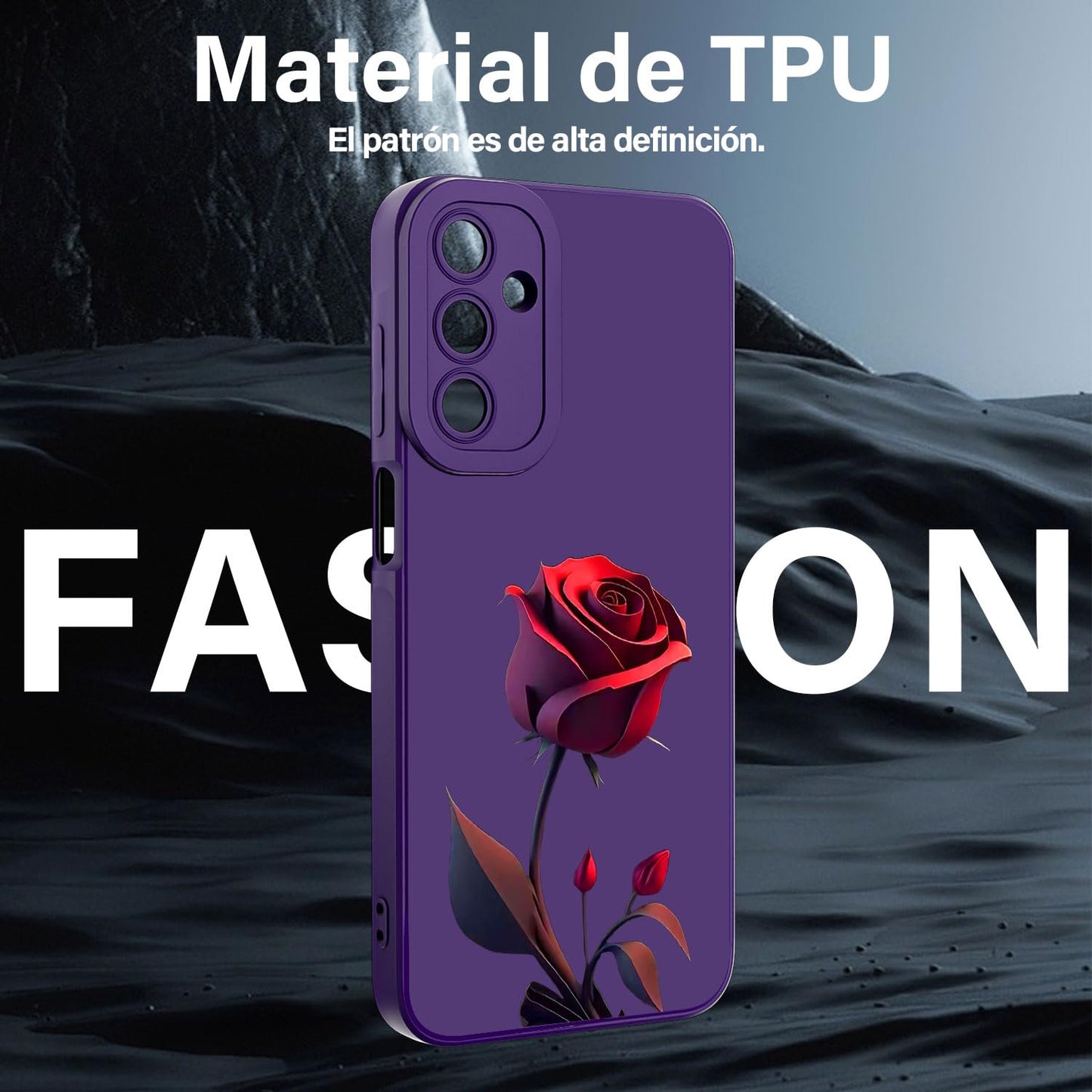 Threehao Funda para Samsung Galaxy A15 Case Uso Rudo, Ultra Delgado Flexible Silicona Púrpura Carcasa con Aesthetic Dibujos Flores, Antigolpes Anti-arañazos Protectora