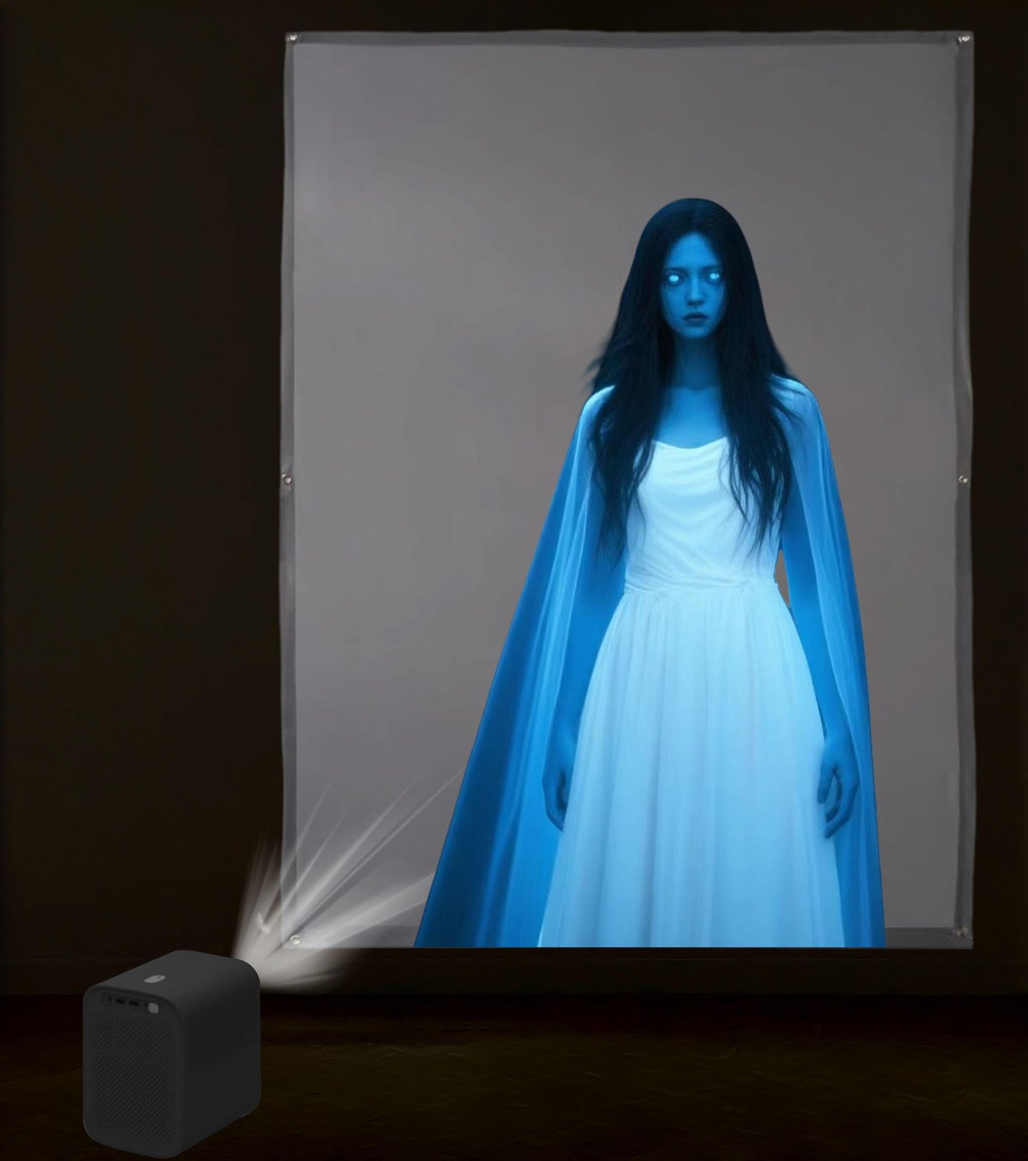 visualización de proyección trasera holográfica de Halloween de 40 x 60 pulgadas y decoración de Navidad para ventanas de departamento con kit fácil de colgar, decoración de Halloween espeluznante