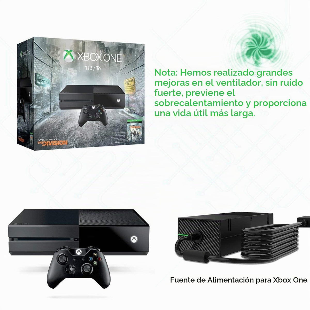 Fuente de Alimentación SUMLINK Negro con Adaptador de Corriente para Xbox One Console Games