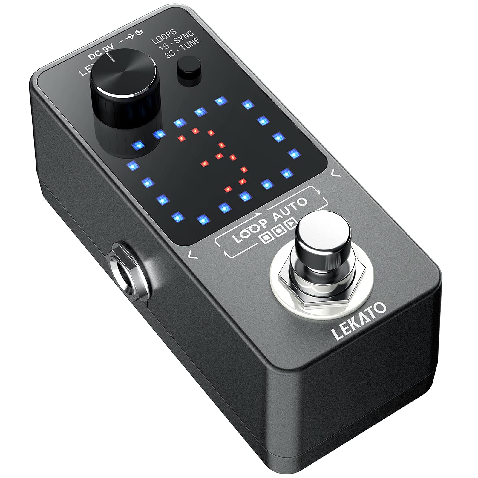 LEKATO - Pedal para guitarra eléctrica, pedal de bucle para guitarra eléctrica y bajo con función de sincronización y sintonizador, bucle de guitarra de triple efecto con visualización LED, overdubs