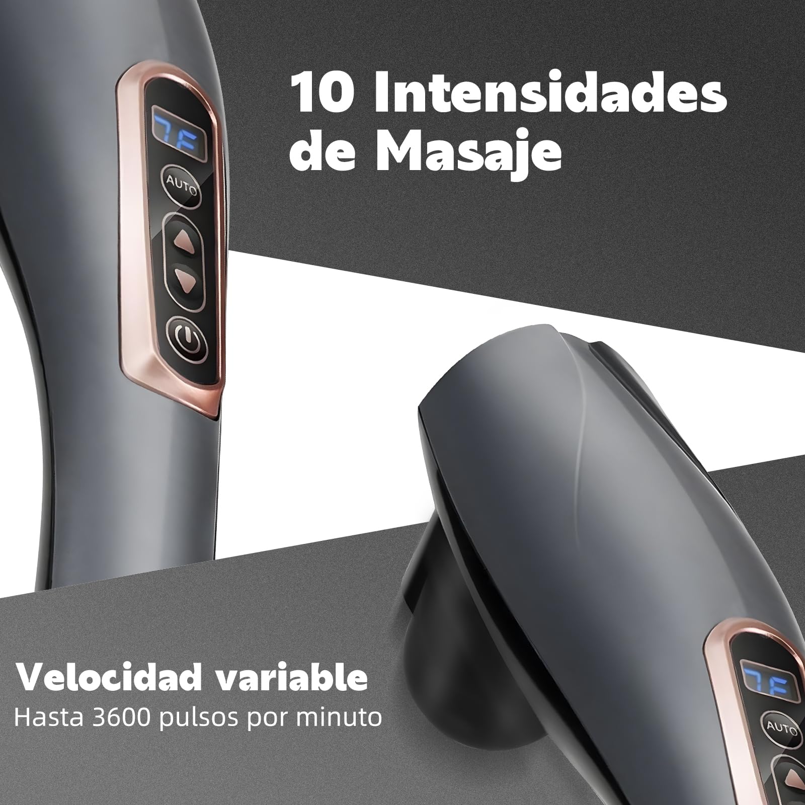 Masajeador de Percusión de Tejido Profundo, Masajeador de mano para aliviar el dolor de espalda, cuello, músculos, hombros y piernas, Masaje eléctrico de todo el cuerpo, Regalo para mujeres hombre