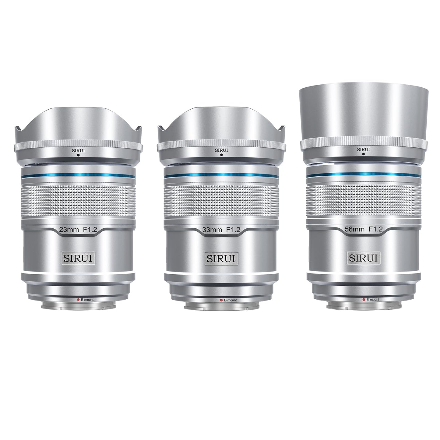 Sirui Sniper Autofocus Lens Set, F1.2 Gran Angular APS-C Camera Lens for A5 A6 A7 FX A9 ZV-E Series (E Mount, Silver)